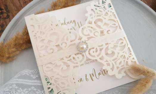 Einladung Hochzeit Lasercut ivory