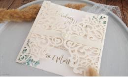 Einladung Hochzeit Lasercut ivory