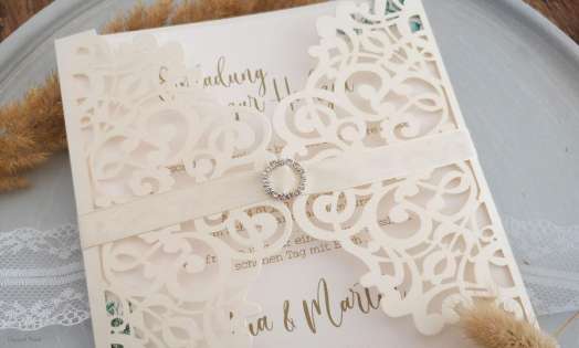 Einladung Hochzeit Lasercut ivory