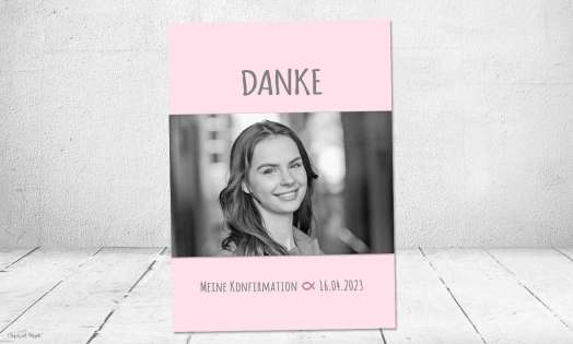 Dankeskarten Konfirmation rosa