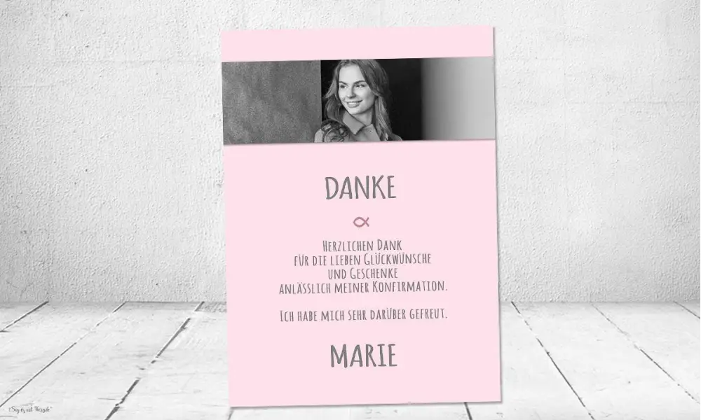 Dankeskarten Konfirmation rosa