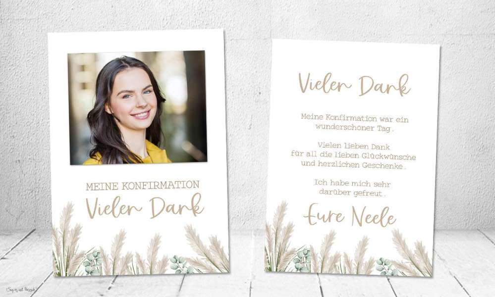 Dankeskarten Konfirmation Boho Foto