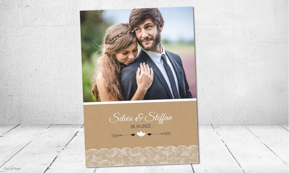 Danksagung Hochzeit Kraftpapier Spitze
