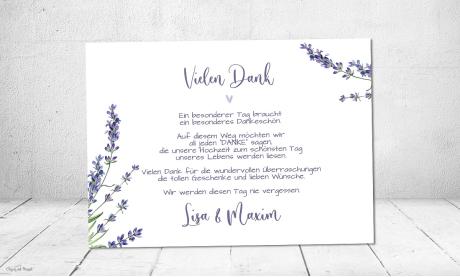 Dankeskarten Hochzeit flieder  Lavendel