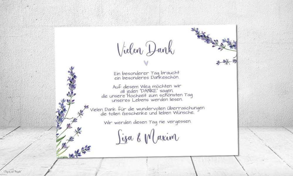 Dankeskarten Hochzeit flieder  Lavendel