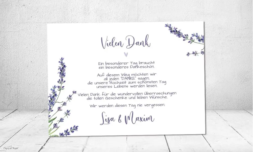 Dankeskarten Hochzeit flieder  Lavendel
