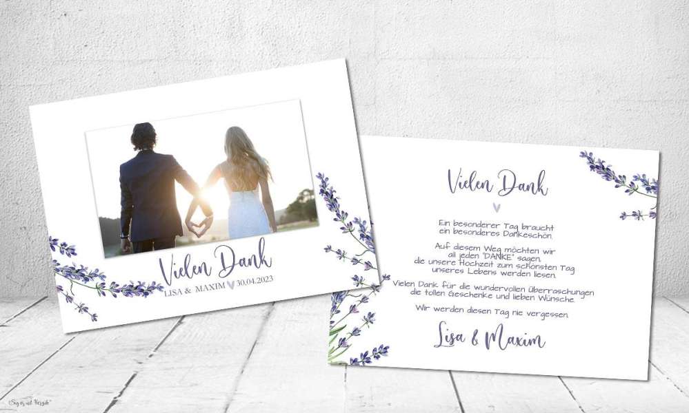 Dankeskarten Hochzeit flieder Lavendel Dankeskarten Hochzeit flieder Lavendel