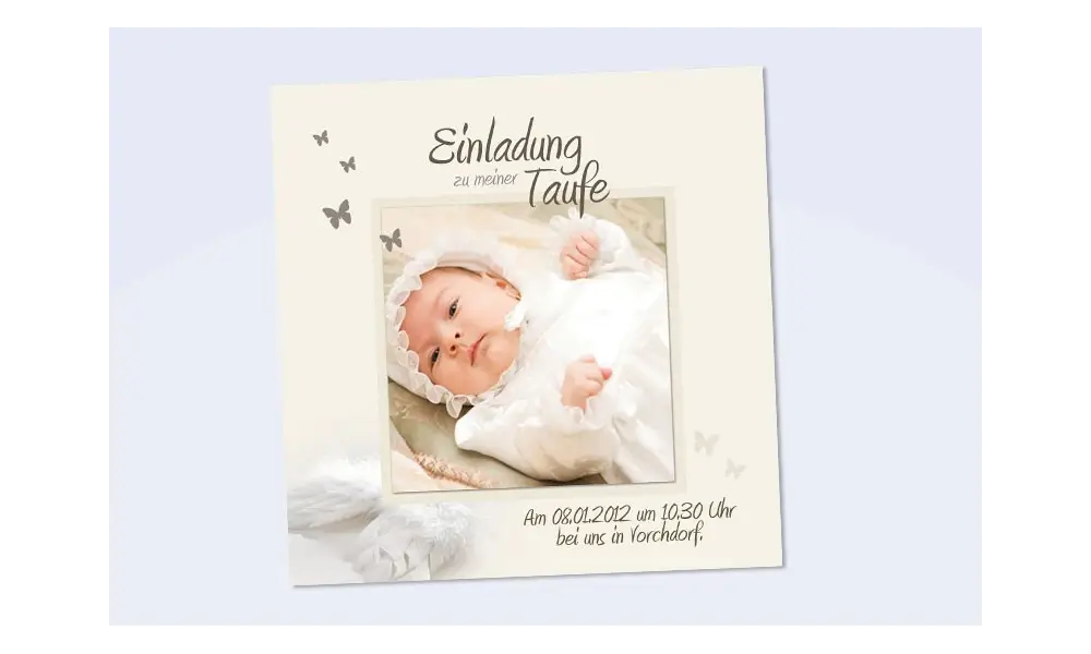 Einladung Taufe "Nora", Taufeinladung, Fotokarte 12,5x12,5 cm, beige