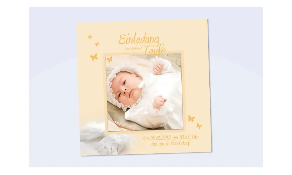 Einladung Taufe "Nora", Taufeinladung, Fotokarte 12,5x12,5 cm, beige
