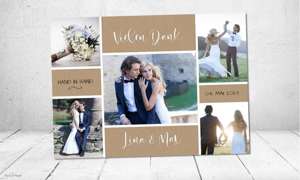 Danksagungskarten Hochzeit Collage