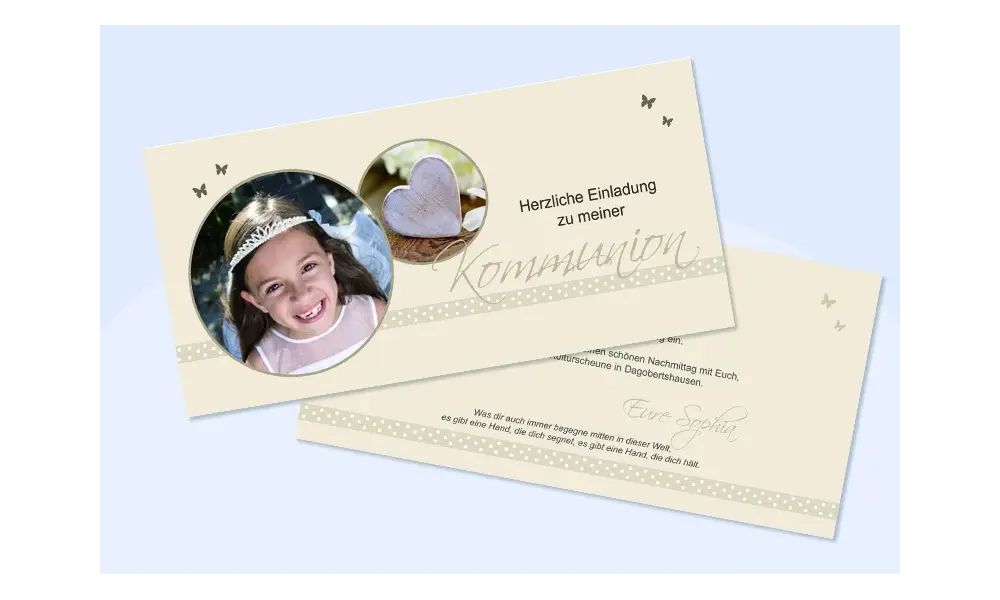 Einladungskarte Konfirmation / Kommunion "Schmetterling"