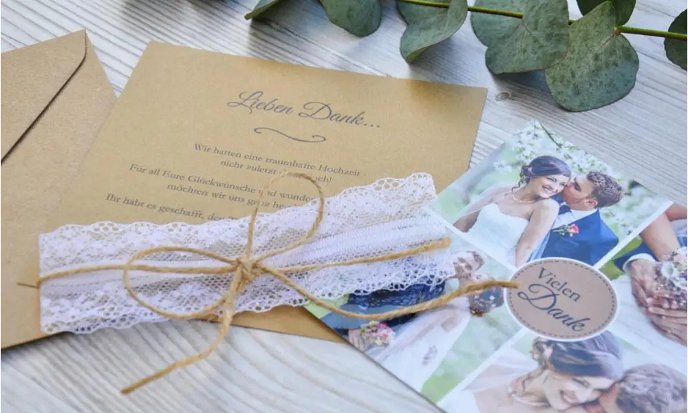 Kraftpapier Dankeskarte Hochzeit Diy Spitze
