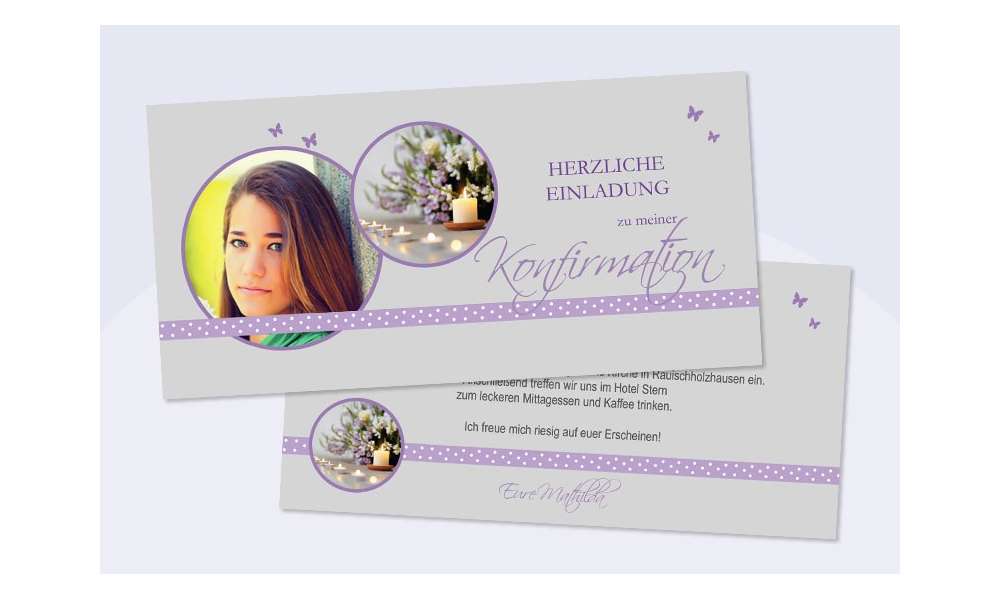 Einladungskarte Konfirmation / Kommunion "Schmetterling"