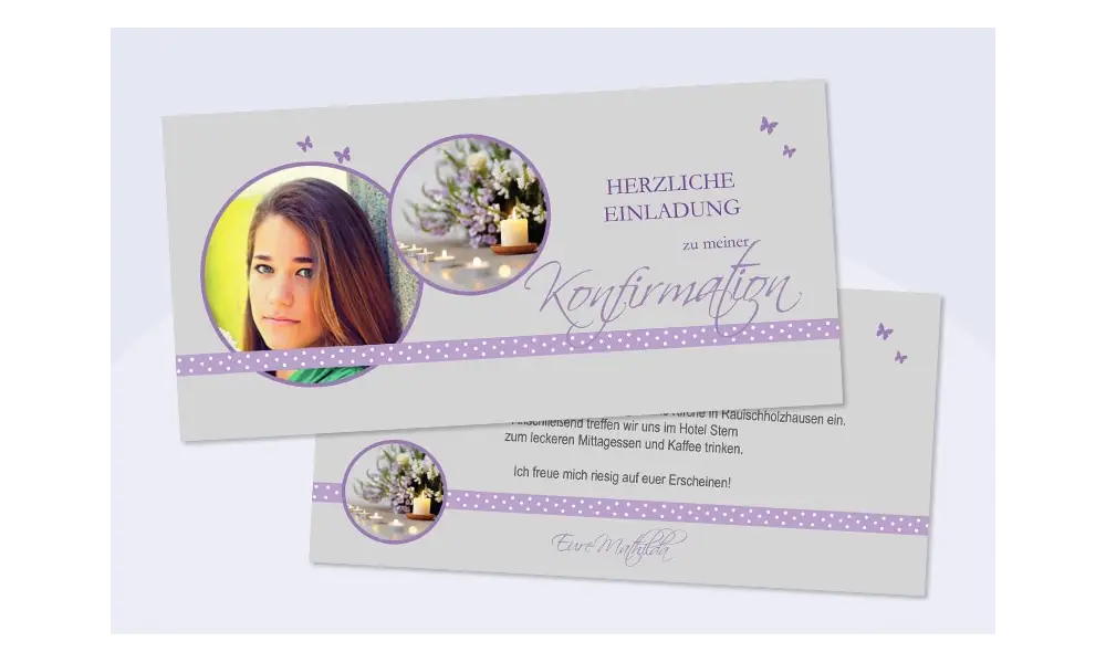 Einladungskarte Konfirmation / Kommunion "Schmetterling"