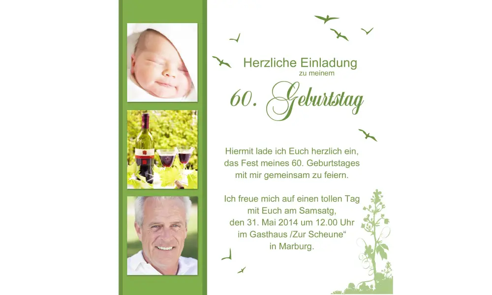 Einladung 60. Geburtstag, Flachkarte 12,5x12,5 cm, rosa pink