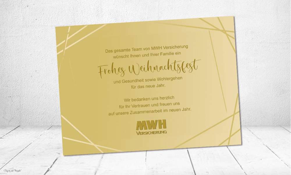 Weihnachtskarten geschäftlich gold mit Logo