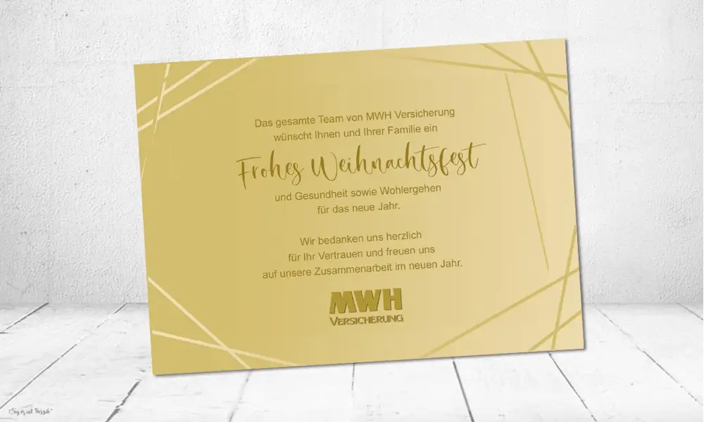 Weihnachtskarten geschäftlich gold mit Logo