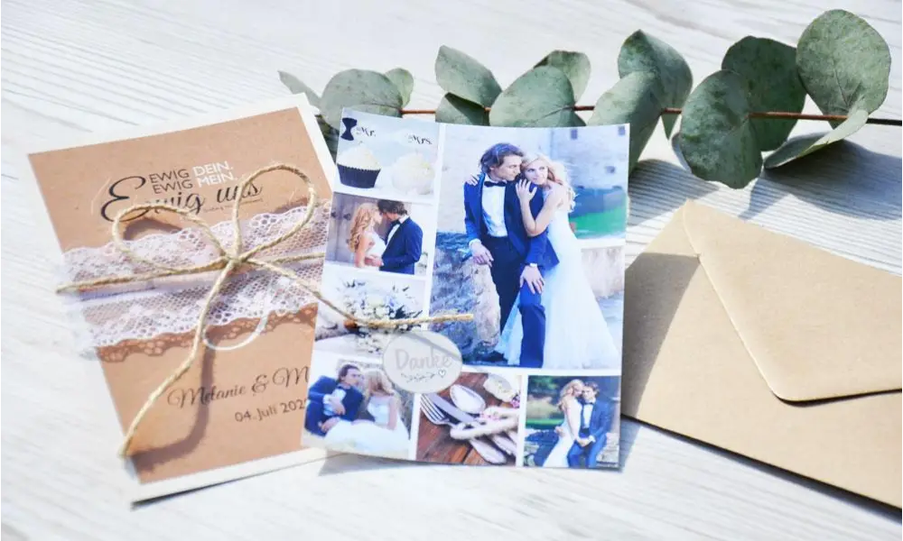 Kraftpapier Dankeskarte Hochzeit Diy Spitze