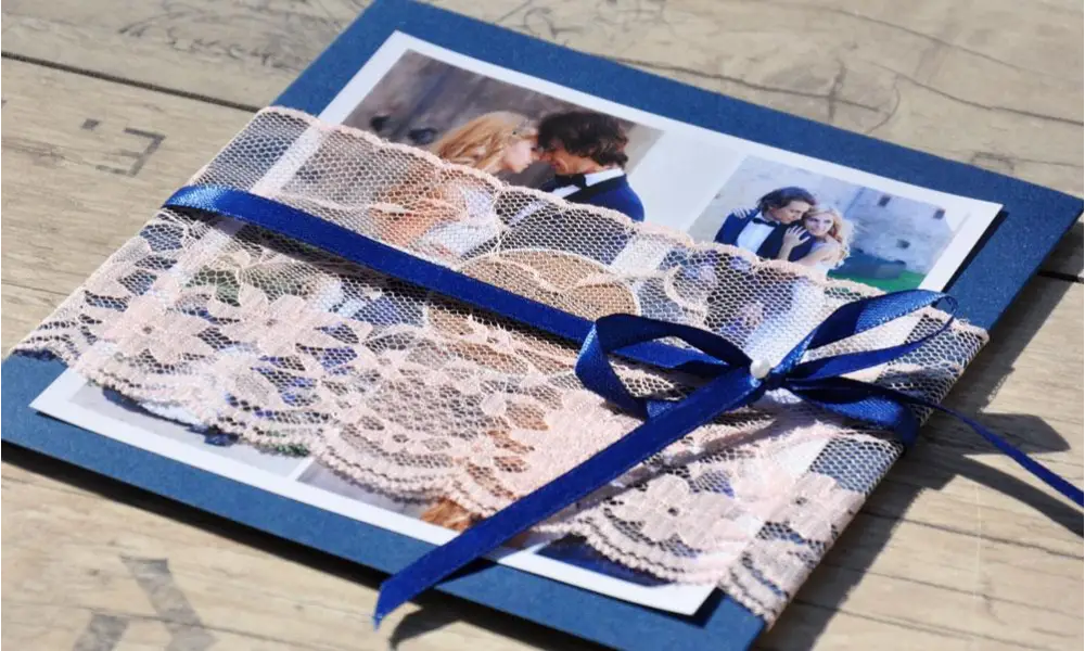 Danksagungskarten Hochzeit Spitze blau rosa
