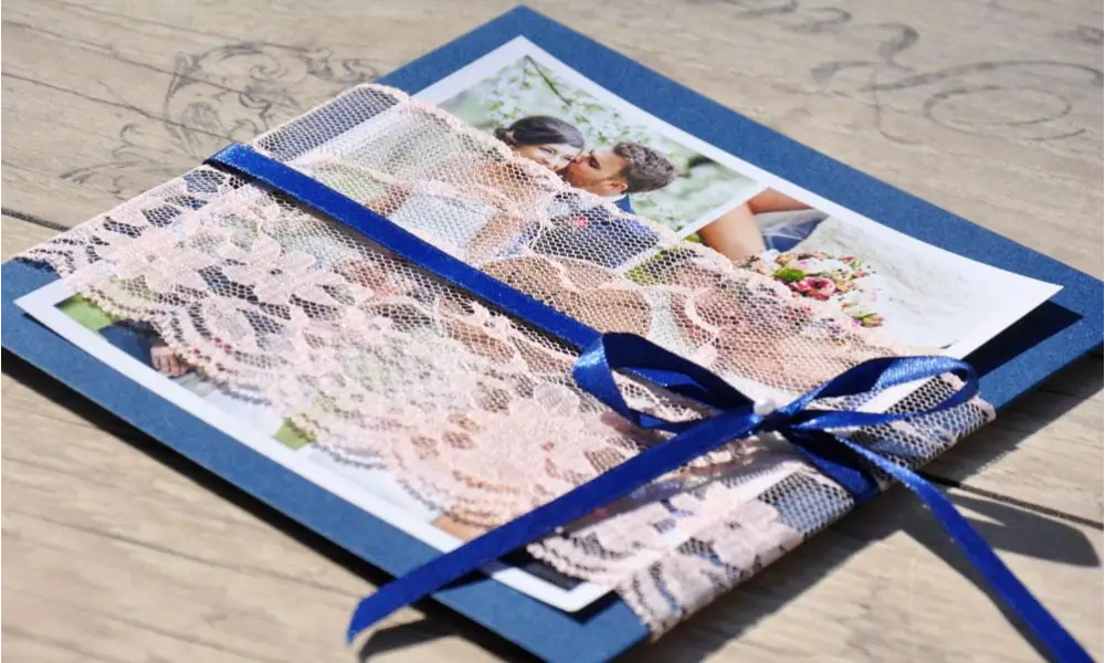 Danksagungskarten Hochzeit Spitze blau rosa