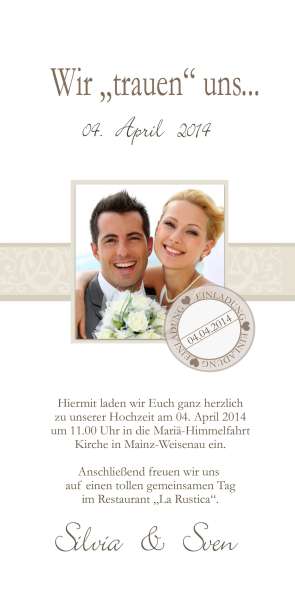 Einladungskarte, Karte Hochzeit, "Holzplanken"Einladung
