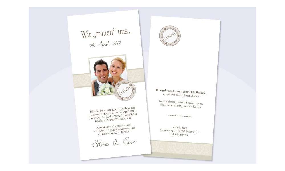 Einladungskarte, Karte Hochzeit, "Holzplanken"Einladung