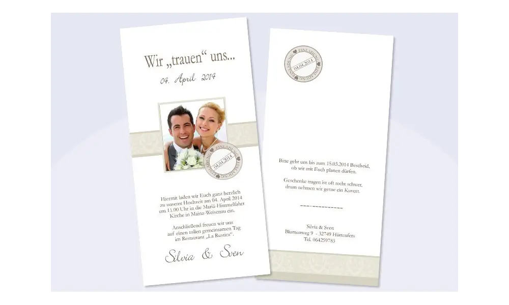 Einladungskarte, Karte Hochzeit, "Holzplanken"Einladung