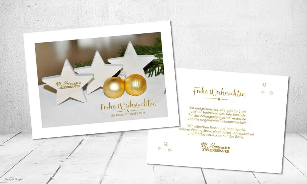 Weihnachtskarte für Firma gold