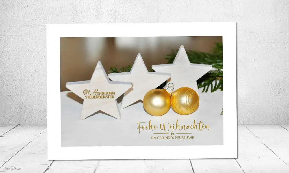 Weihnachtskarte für Firma gold