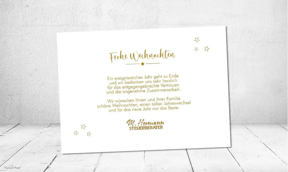 Weihnachtskarte für Firma gold