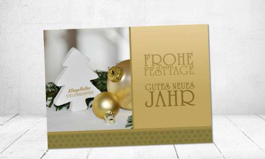 Weihnachtskarte geschäftlich edel gold