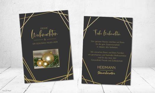Weihnachtskarten geschäftlich modern schwarz gold