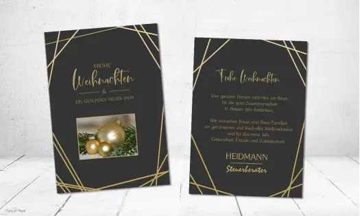 Weihnachtskarten geschäftlich modern schwarz gold