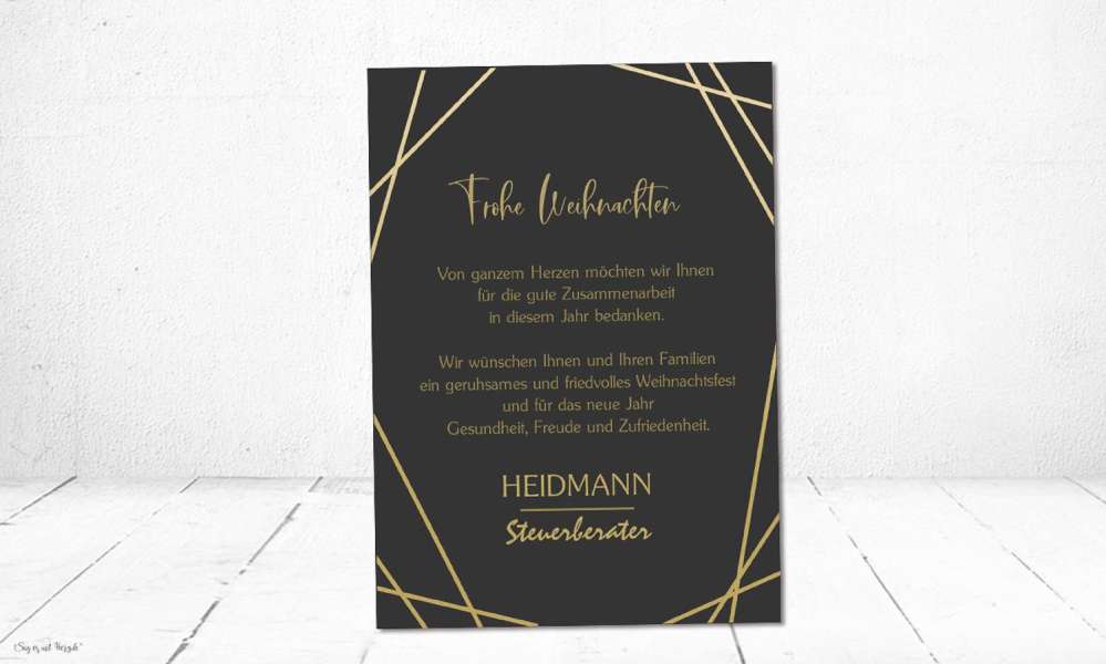 Weihnachtskarten geschäftlich modern schwarz gold