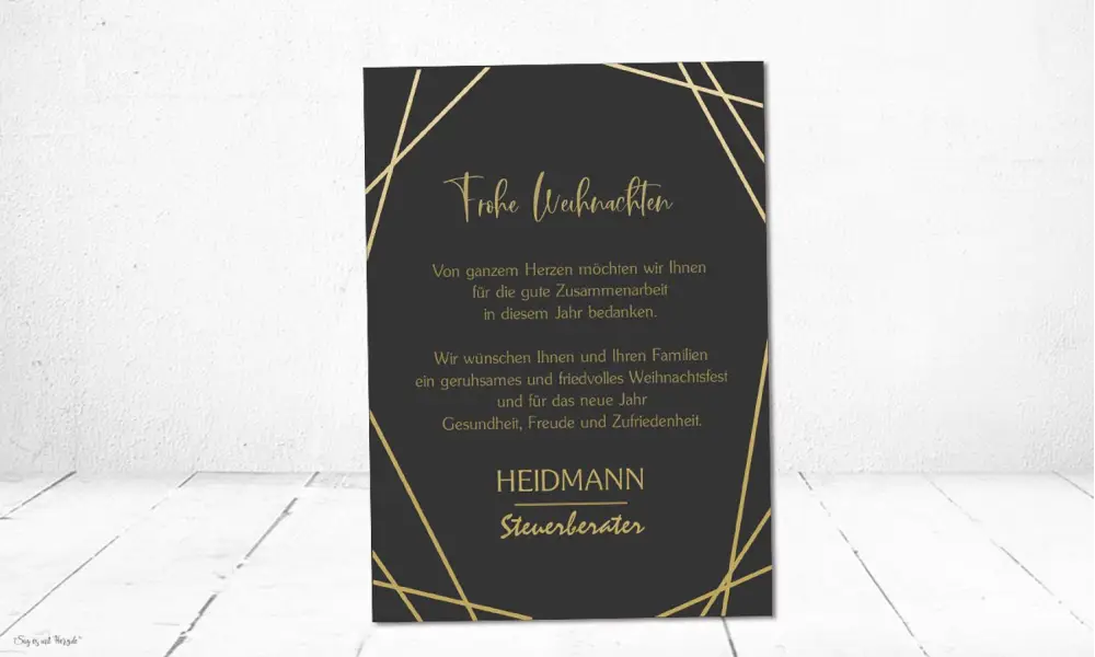 Weihnachtskarten geschäftlich modern schwarz gold