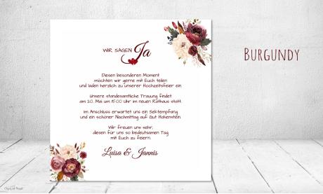 Einladungskarten Hochzeit burgundy