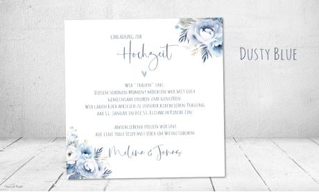 Einladungskarten Hochzeit Dusty blue