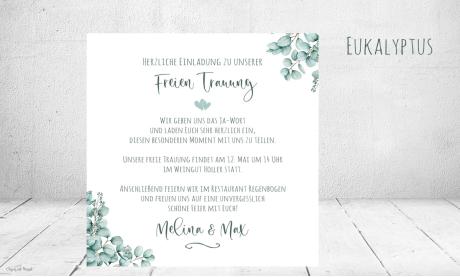 Einladungskarten Hochzeit Eukalyptus