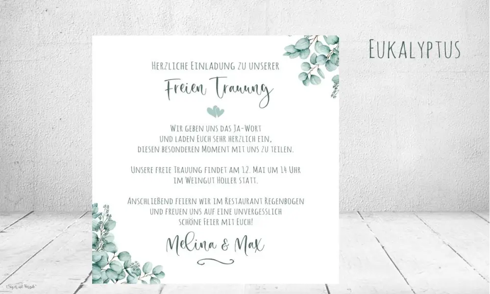 Einladungskarten Hochzeit Eukalyptus