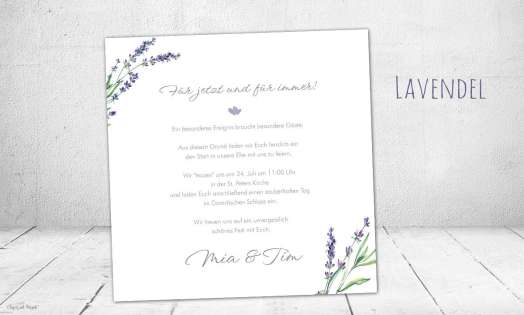 Einladungskarten Hochzeit Lavendel