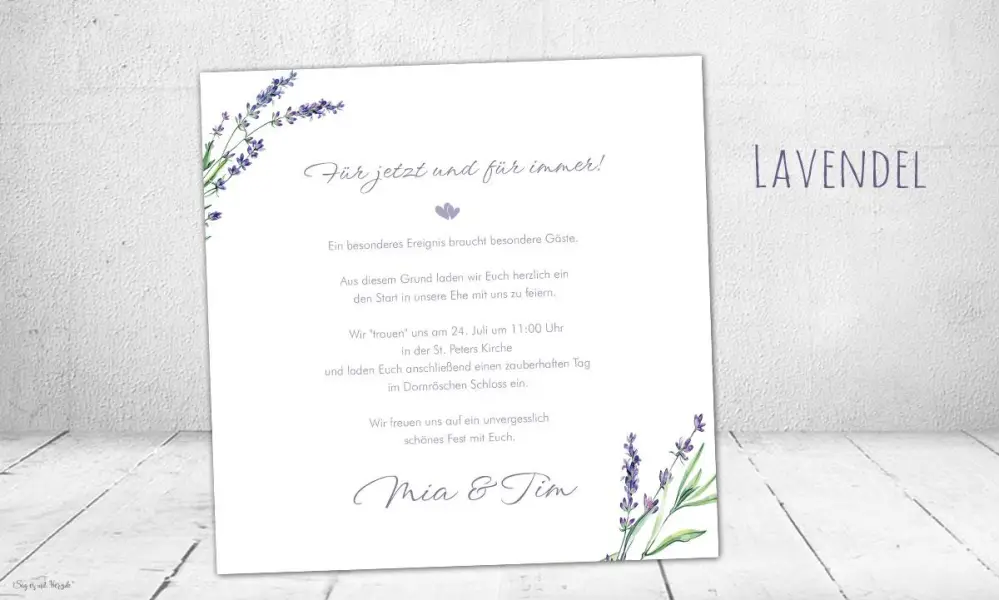 Einladungskarten Hochzeit Lavendel