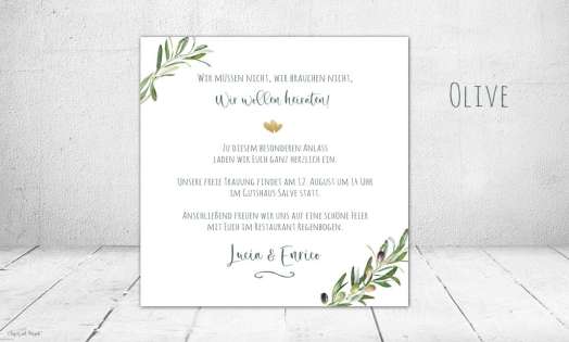 Einladungskarten Hochzeit Olive