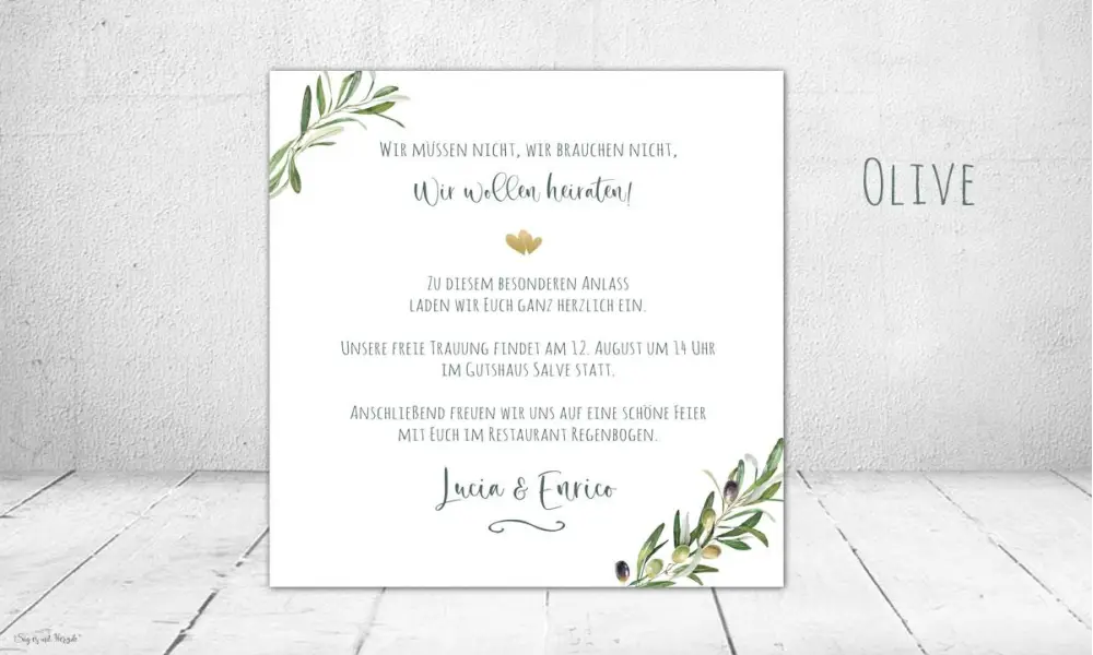 Einladungskarten Hochzeit Olive