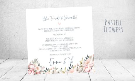 Einladungskarten Hochzeit pastell flowers