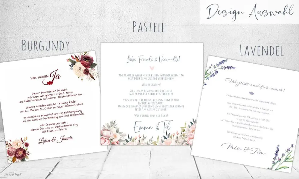 Design Hochzeitspapeterie