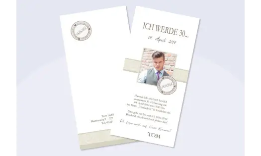 Karte Geburtstag Einladungskarte DIN Lang "Caro" in taube