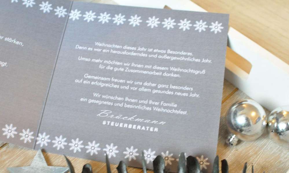 Firmen Weihnachtskarte geschäftlich, Klappkarte