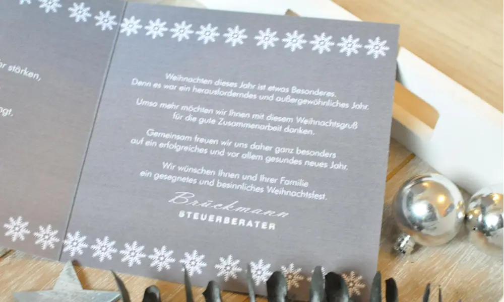 Firmen Weihnachtskarte geschäftlich, Klappkarte
