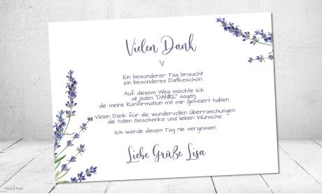 Dankeskarten Konfirmation Lavendel