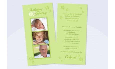Karte Geburtstag Einladungskarte DIN Lang "Gerhard" in grün
